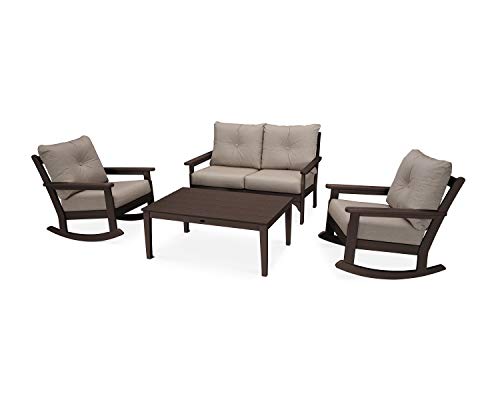 Polywood® Vineyard 4-Piece Deep Seating Rocking Chair Set in Mahogany/Cast Ash