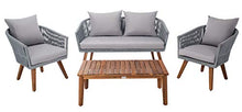 Safavieh Outdoor Velso Rope 4-Piece Patio Set with Cushions Grey/Grey