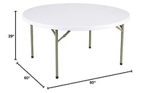 Norwood Commercial Furniture 5' Round Multipurpose Plastic Folding Table for Parties and Events, Portable Blow-Molded Indoor/Outdoor Event Table, White