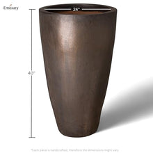 Emissary Metallic Stoneware Round Planter 24in. L x 40in. H