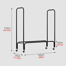 EliteBloom Rolling Firewood Rack Stand 4 Feet Heavy Duty Metal Outdoor Storage Holder for Logs and Lumber Deck Porch Organizer,