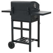 Charcoal BBQ Grill with Adjustable Charcoal Tray, Foldable Side Tables, Integrated Thermometer and Warming Rack, Portable Backyard Smoker and Outdoor Cooking Station, Black