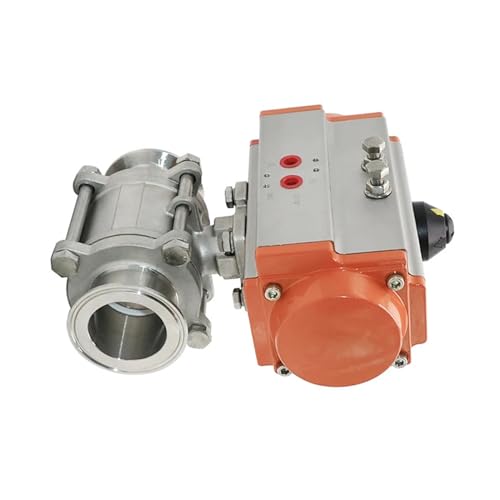 DN65 Stainless Steel Three Piece High Platform Ball Valve Tri Clamp Ferrule Type Ball Valve with Double Acting Cylinder