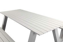 Pangea Home Lukas Picnic Table, White Frame and White Polyresin