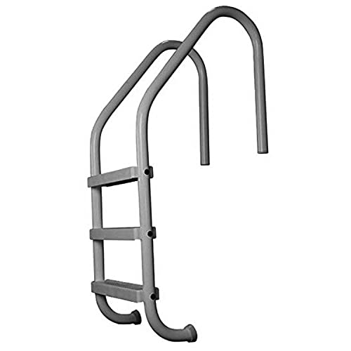 SAFTRON 3 Rung Step Ladder Metal Swimming Pool Handrail with Polymer Coat Finish for Fresh and Saltwater Inground Pool, Graphite Gray