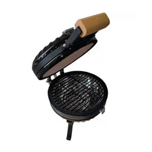 Ceramic Grill with Stainless Steel Grates,Thermometer, Wooden Handle, Outdoor BBQ Smoker for Cooking,Camping,Picnic(A)