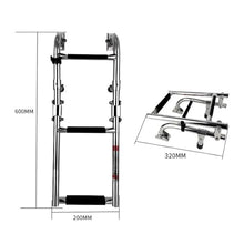Stainless Steel 2+1 Step Ladder Folding Step Ladder with Teak Treads for Boat Yacht Hardware