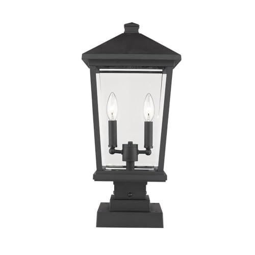 Z-Lite 2 Light Outdoor Pier Mounted Fixture 568PHBS-SQPM-BK