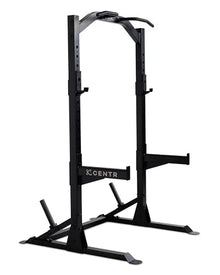 CENTR Half Rack - 7 Gauge Steel Squat Rack with J-Hooks, Pull Up Bar & Weight Storage - Matte Black