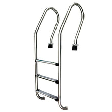 Stainless Steel Swimming Pool Escalator 3-Level Anti-Slip Tread treads Safe Entrance Ladder for The Upper and Lower Swimming Pools at The Entrance of The ramp (Silver 50.2x65x158cm)