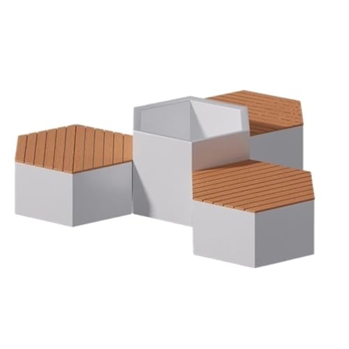 Outdoor Planter Box Flower Trough Combination with 3 Rest Benches(XS)