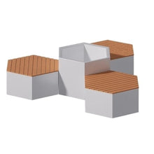 Outdoor Planter Box Flower Trough Combination with 3 Rest Benches(XS)