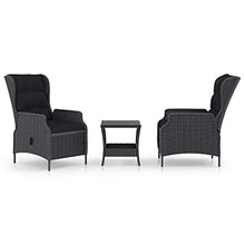 HKTMGDNG 3-Piece PE Rattan Patio Bistro Set with Cushions, Dark Grey