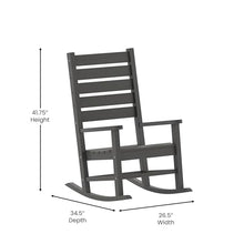 Flash Furniture Manchester Commercial Grade Outdoor Rocking Chair, All-Weather HDPE Indoor/Outdoor Rocker, Set of 2, Gray