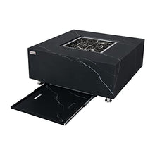 Sofia Marble Fire Pit 39.4" x 39.4" Outdoor Patio Firepit Includes Fire Glass Modern Fire Pits & Outdoor Fireplaces for Garden, Deck, Indoor & Outdoor Heating
