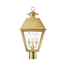 Livex Wentworth 3 Light Large Outdoor Post Top Lantern 22 Inches Tall Natural Brass