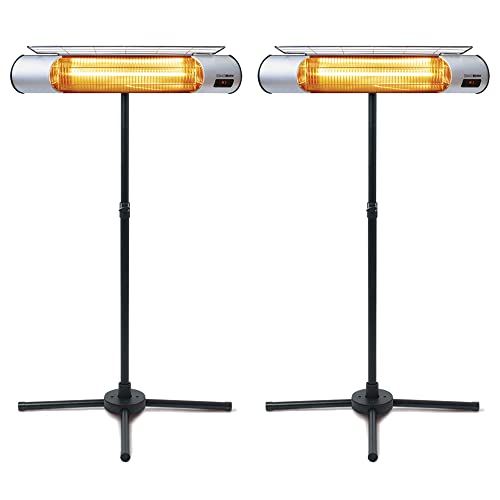 Sengoku HeatMate Graphite Patio Heater with Remote, 1000W, Silver, 2-Pack