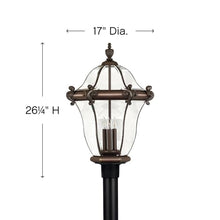 Hinkley San Clemente Collection Traditional Three Light Outdoor Post Top/Pier Mount Copper Bronze