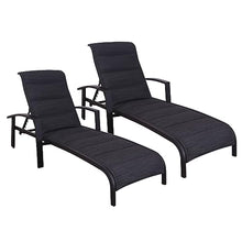 Courtyard Casual Santorini Collection 2-Piece Padded Sling Chaise Lounge Chairs Black
