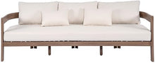 Meridian Furniture 396Cream-S Newport Collection Modern | Contemporary Outdoor Patio Sofa with Acacia Wood, Thermowood Treatment, Cover Inlcuded, Water Resistant, 86.75" W x 30.25" D x 33.25" H, Cream