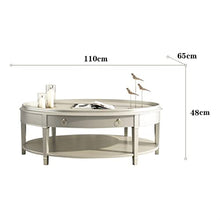 living room table Oval Coffee Table with Tray Desktop for Living Room, Elegant Wood Coffee Table with Storage Drawer and Shelf, Vintage Cocktail Table outdoor side table ( Color : A , Size : 110*65*48