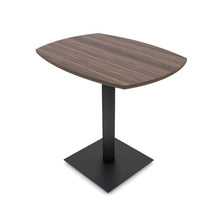 SKUTCHI DESIGNS INC. Small Arc Boat Shaped Bistro Table | 43" H Standing Height Breakroom Table | Harmony Office Series | 36" Wx45 L | Natural Eucalyptus with Matte Black Base