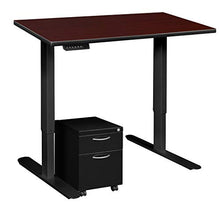 Regency Esteem Single Pedestal Height Adjustable Desk 42" Mahogany/Black