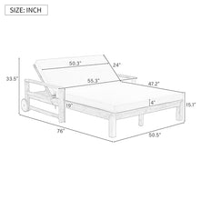 Merax Acacia Wood Outdoor Daybed Sofa, Farmhouse Patio Sun Lounger with Adjustable Backrest, High-Density Cushions & Removable Wheels, Weather Resistant for Garden, Poolside, Backyard, Grey