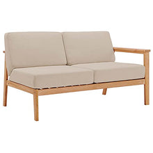 Modway Outdoor Eucalyptus Wood Right-Facing Loveseat Sectional Sofa Natural Taupe