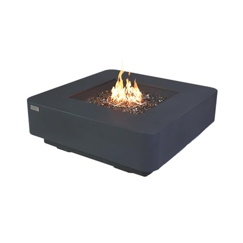 Bergamo Concrete Fire Pit 42".1 x 42 Outdoor Patio Firepit Includes Fire Glass Modern Fire Pits & Outdoor Fireplaces for Garden, Deck, Indoor & Outdoor Heating