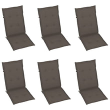 MBDRKVGF Set of 6 Outdoor Garden Reclining Chairs, Solid Acacia Wood Patio Furniture with Comfortable Cushions, Adjustable Foldable Seats for Balcony, Backyard, and Deck, Grey