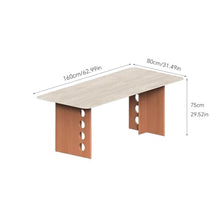 HEAIQI Coffee Table Travertine Rock Plate Dining Table Solid Wood Simple Restaurant Service