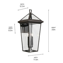 KICHLER Regence 2-Light Olde Bronze Luxe Updated Traditional Outdoor Wall Light with Clear Glass for Outdoor Walls, Exterior Doors, Garage, Porch or Patio Walls