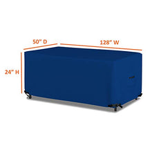 Covers & All Rectangular/Oval Outdoor Table Cover 18 Oz Waterproof - Rectangle Table Cover with 100% Weather Resistant - with Air Pocket and Drawstrap for Snug Fit (128" W x 50" D x 24" H, Blue)