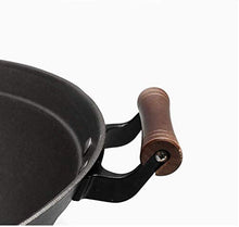 Picnic Bag Wok Wok Made of cast Iron with Two Handles, Traditional Double Ear Wok Round Bottom Uncoated Household Wok, Wok Dicker Cast Iron with Wooden lid,40CM