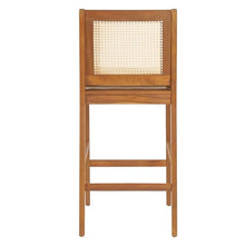Merax Set of 4 Acacia Wood Outdoor Wicker Bar Stools with Cushion