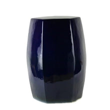 LINKIO Garden Stool Ceramic Decorative Garden Stool - Color Glaze Six-Sided Drum Cooler Stool in Blue and Black for Outdoor and Indoor Use Ottomans(Black)