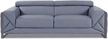 Blackjack Furniture Gianni Italian Leather Sofa with Adjustable Headrests Light Blue