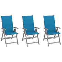 Solid Acacia Wood Gray Wash Finish 5 Position Reclining 3 Seat Set Grey