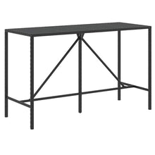 WXGTBKPR 11 Piece Outdoor Patio Bar Set with Cushions, Poly Rattan Garden Pub Furniture with Tempered Glass Tabletop, Black
