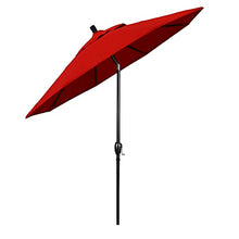 California Umbrella GSPT908302-5403 9' Round Aluminum Market, Crank Lift, Push Button Tilt, Black Pole, Sunbrella Jockey Red Patio Umbrella, 9-Feet