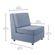 FDP Outdoor Modular Club Chair Featuring Sunbrella Fabric - Weather-Resistant, Fade-Resistant, Assembled Patio Furniture with Cover Included for Backyard, Poolside Seating - Canvas Haze