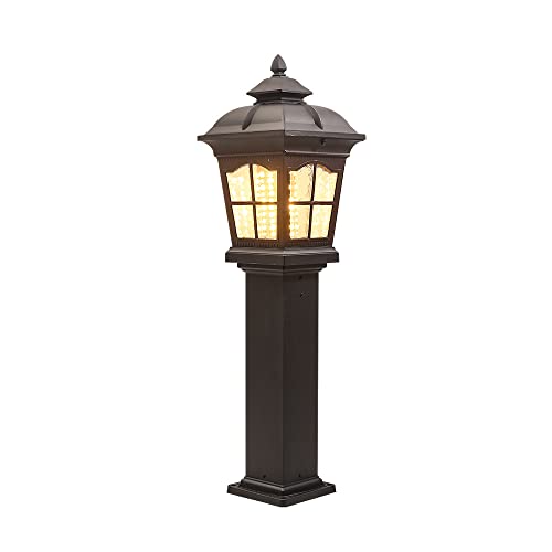ZEELYDE Post Lights Outdoor,European-Style Minimalist Outdoor Waterproof Electric Garden Lamp Home District Decorative Landscape Lamp Die-Casting Aluminum Glass Lampshade Floor Lamp Night Lighting