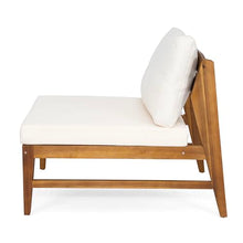 Merax Set of 2 Patio Acacia Wood Deep Seating Armless Chairs with Cushions