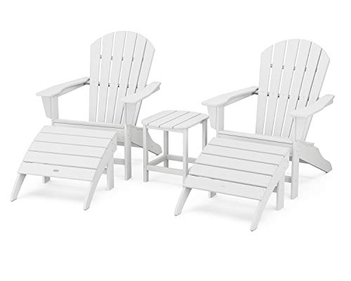 POLYWOOD South Beach 5-Piece Adirondack Chair Set with Side Table & Ottomans