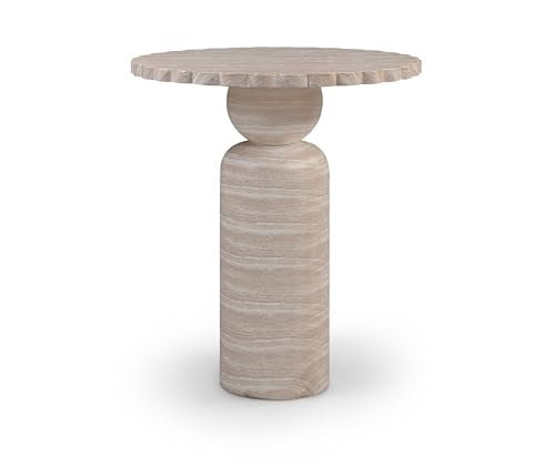 Meridian Furniture 77035Travertine-T Petalia Collection Art Deco Indoor/Outdoor Concrete Bar Table with Water-Transfer Finish, 36" W x 36" D x 42" H, Travertine