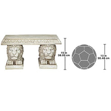 Design Toscano Grand Lion of John's Square Outdoor Garden Bench Seat, 29 inches wide, 15 inches tall, Cast Stone Resin, Antique Stone Finish