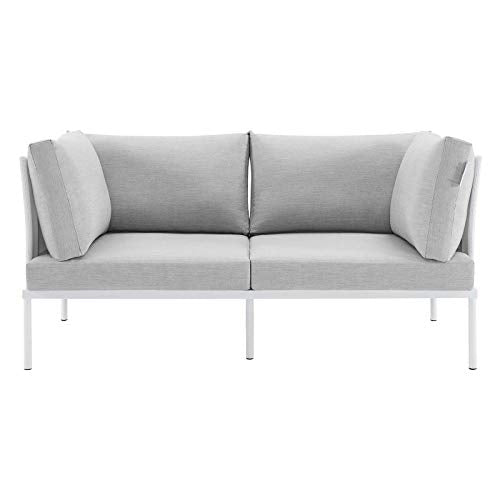 Modway Harmony Outdoor Patio Aluminum Loveseat White Gray