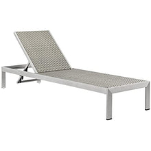 Modway Shore Aluminum and Rattan Outdoor Patio Lounge Chaise Set Silver Gray