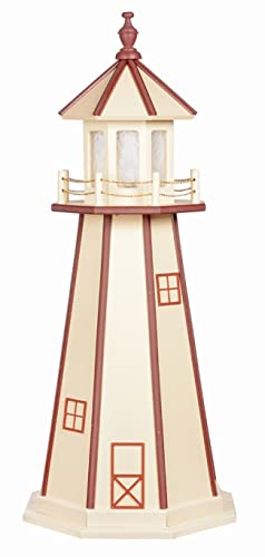Furniture Barn USA 4' Standard Ivory and Cherrywood Hybrid Lighthouse, Solar Light